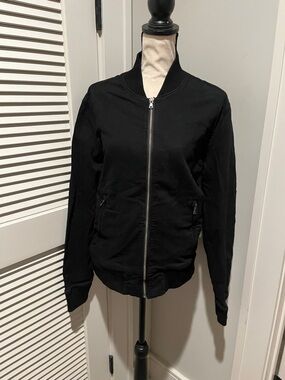 Black Bomber Jacket - Women's Lightweight Zip-Up